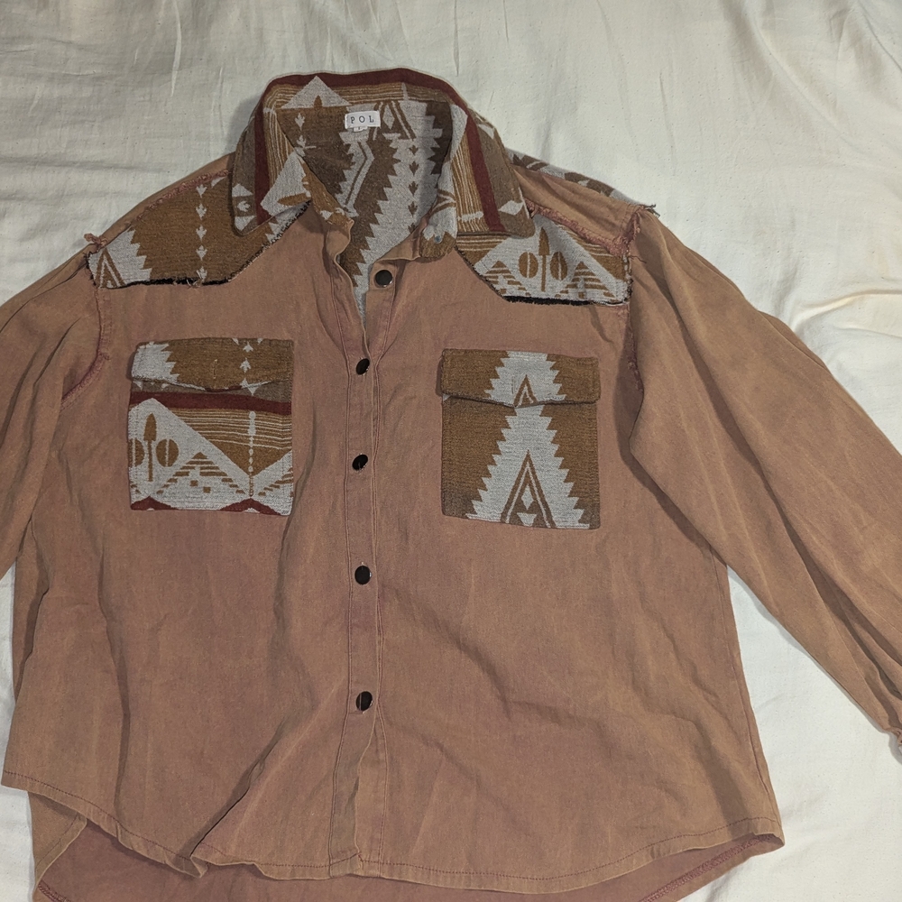 Pol Women's Oversized Burnt Orange Large Button-U… - image 2